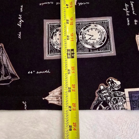 CHAUS SPORT Nautical Print Long Sleeve Henley Shirt Women's Size L Navy Sailing - Picture 9 of 11